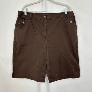 Karen Scott Bermuda Shorts Womens Plus‎ Sz 18 Elastic Back Waistband Comfy Brown